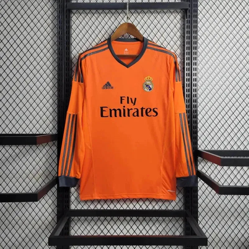 Real Madrid Away 2 Retro Shirt 2013/14 - Men's Fan Orange Long Sleeve