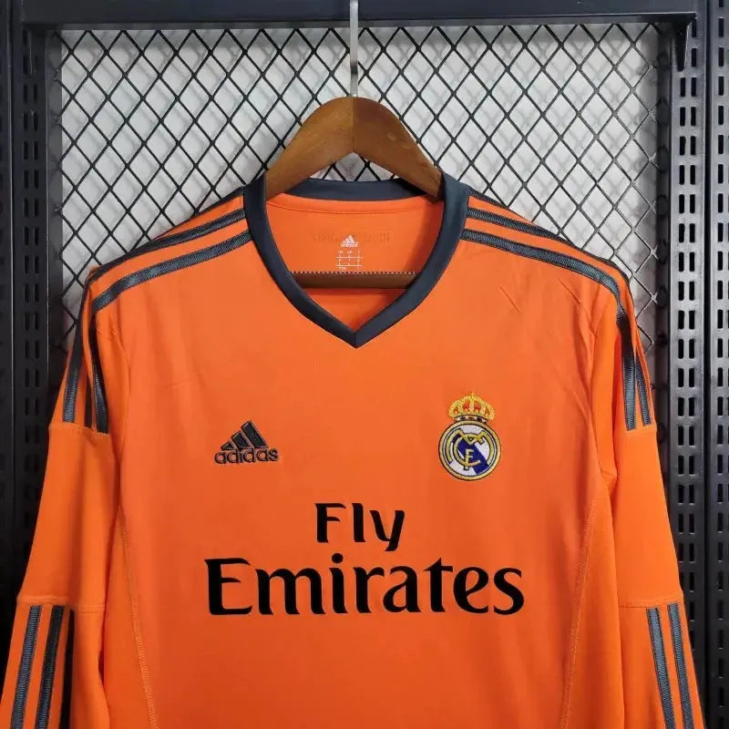 Real Madrid Away 2 Retro Shirt 2013/14 - Men's Fan Orange Long Sleeve