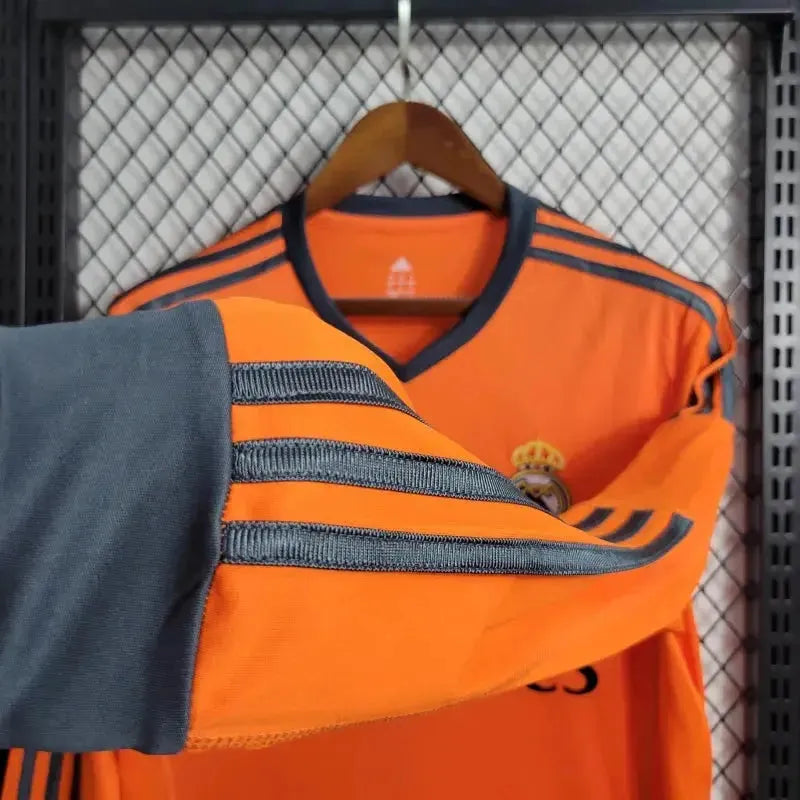 Real Madrid Away 2 Retro Shirt 2013/14 - Men's Fan Orange Long Sleeve