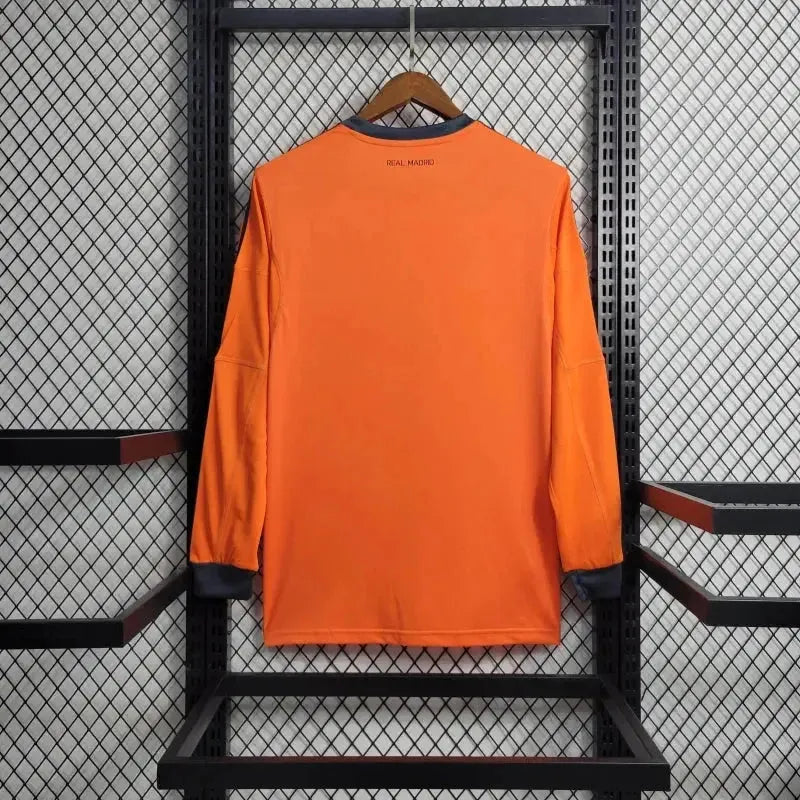 Real Madrid Away 2 Retro Shirt 2013/14 - Men's Fan Orange Long Sleeve