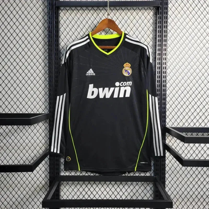 Real Madrid Away Retro Shirt 2010/11 - Men's Fan Shirt Black and Green Long Sleeve