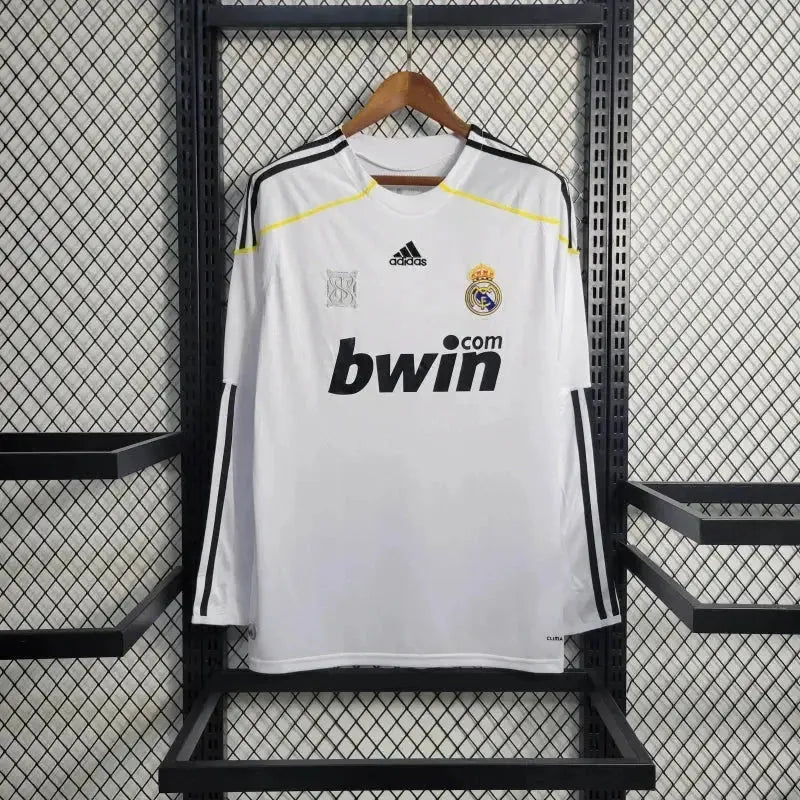 Real Madrid Home Retro Shirt 2009/10 - Men's White Long Sleeve Fan Shirt
