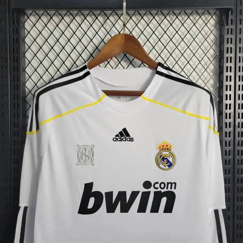 Real Madrid Home Retro Shirt 2009/10 - Men's White Long Sleeve Fan Shirt