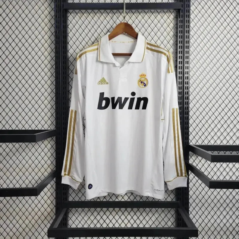 Real Madrid Home Retro Shirt 2011/12 - Men's White Long Sleeve Fan Shirt