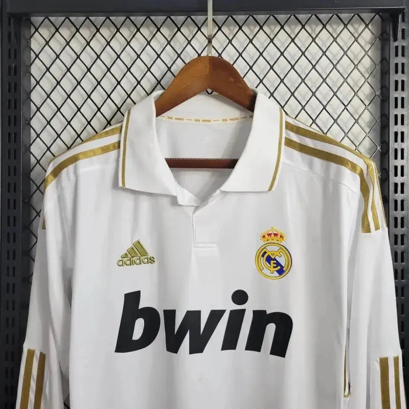 Real Madrid Home Retro Shirt 2011/12 - Men's White Long Sleeve Fan Shirt