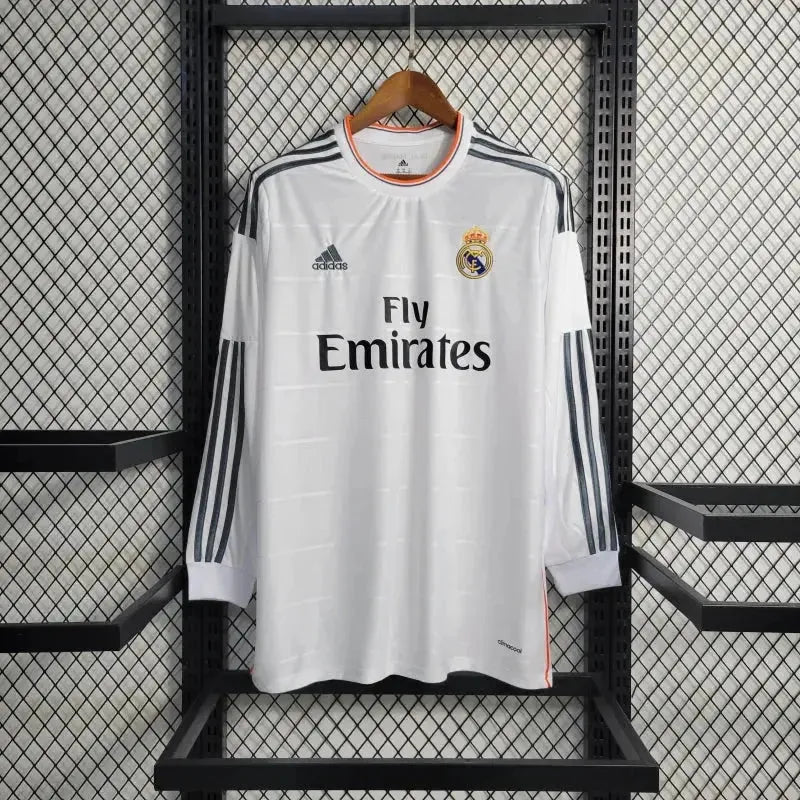 Real Madrid Home Retro Shirt 2013/14 - Men's White Long Sleeve Fan Shirt