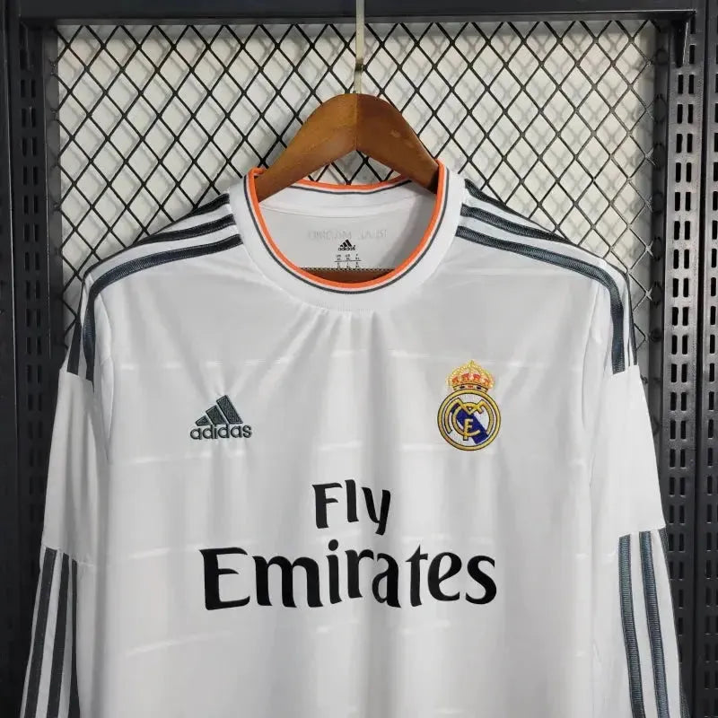 Real Madrid Home Retro Shirt 2013/14 - Men's White Long Sleeve Fan Shirt
