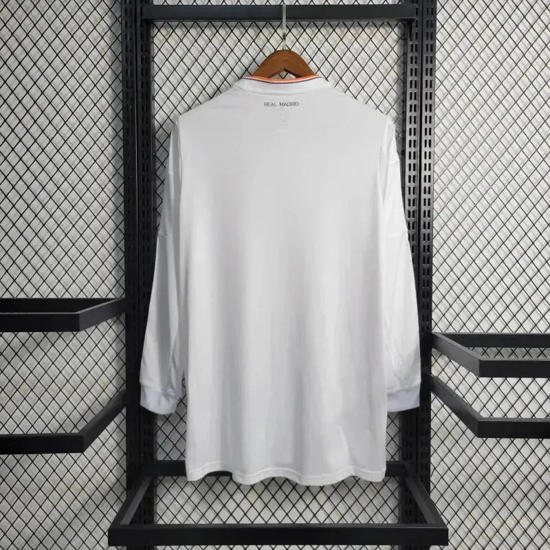 Real Madrid Home Retro Shirt 2013/14 - Men's White Long Sleeve Fan Shirt