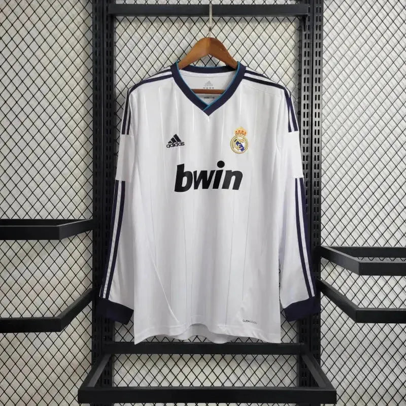 Real Madrid Home Retro Shirt 2012/13 - Men's White Long Sleeve Fan Shirt