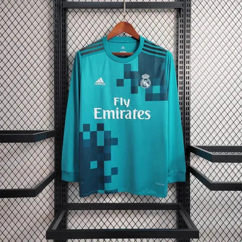 Real Madrid Retro 2017/18 Fan Shirt - Men's Blue Long Sleeve