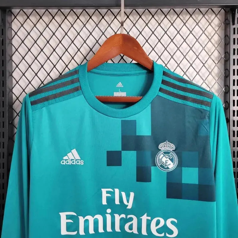 Real Madrid Retro 2017/18 Fan Shirt - Men's Blue Long Sleeve