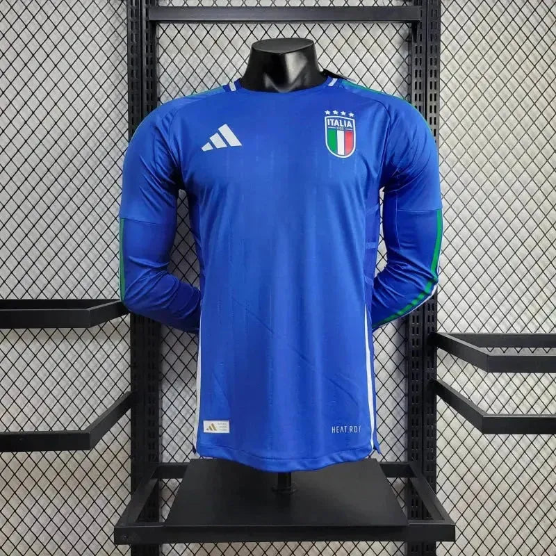 Italy Home Shirt 24/25 - Mens Player Long Sleeve Blue
