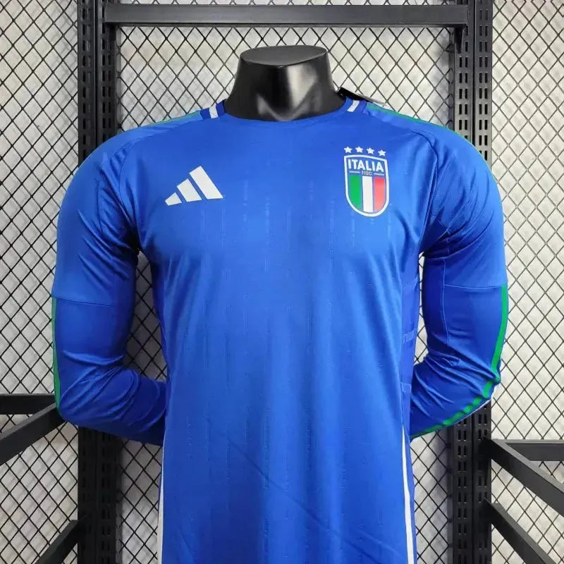 Italy Home Shirt 24/25 - Mens Player Long Sleeve Blue
