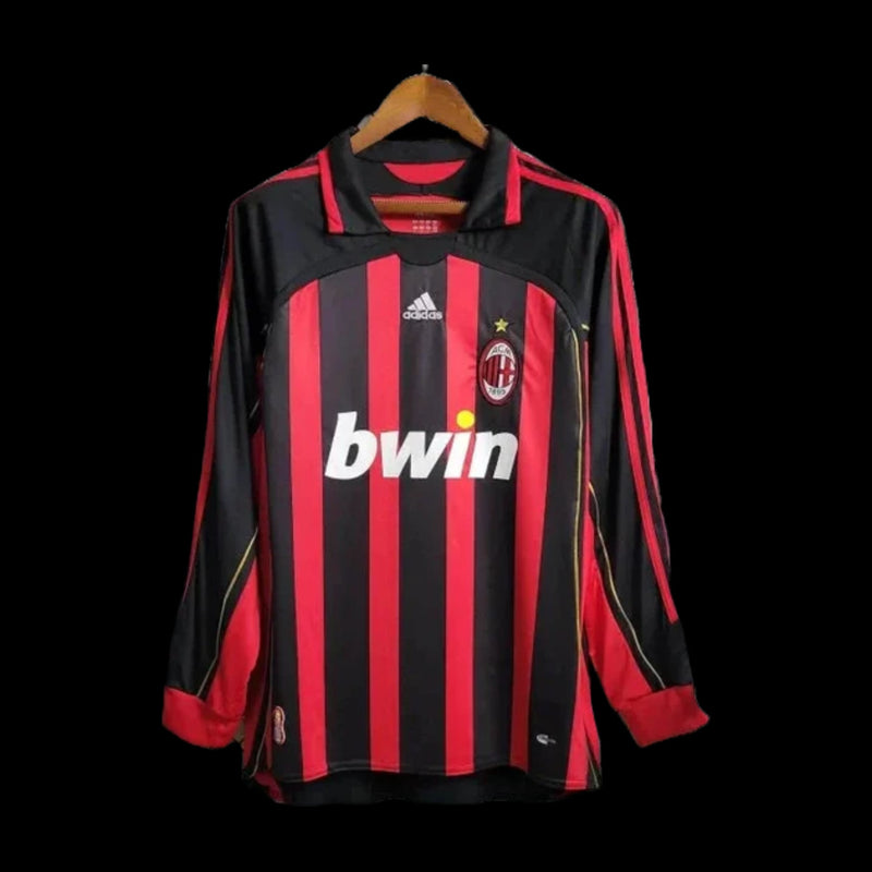 AC Milan Home Retro 2006/07 Men's Fan Shirt Gold Long Sleeve