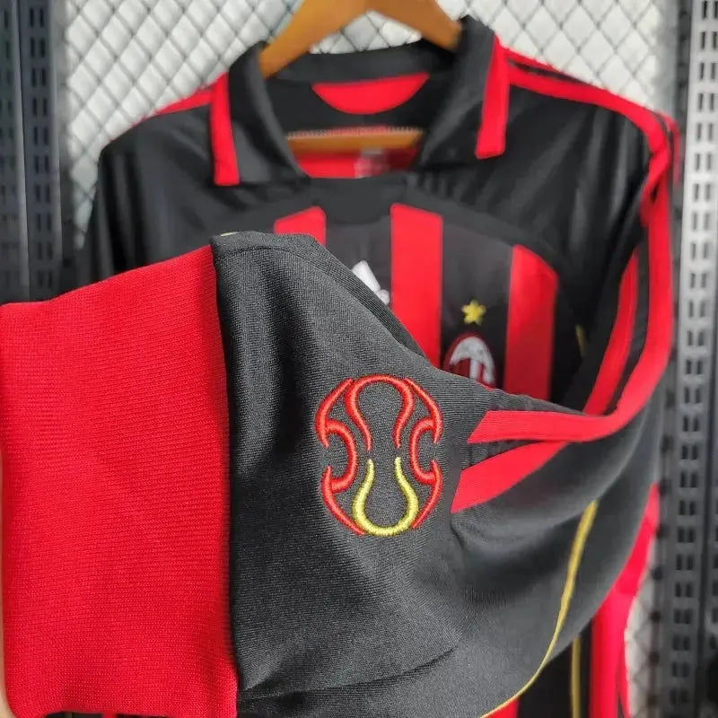 AC Milan Home Retro 2006/07 Men's Fan Shirt Gold Long Sleeve
