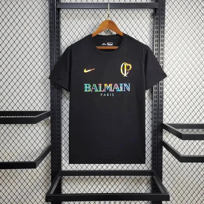 BALMAIN Timão Shirt - Men's Reflective Black Fan Shirt