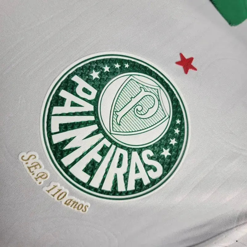 Palmeiras Away 24/25 Shirt - Men's Player White and Gold + Brasileirão and Avanti Patch + Sponsorships
