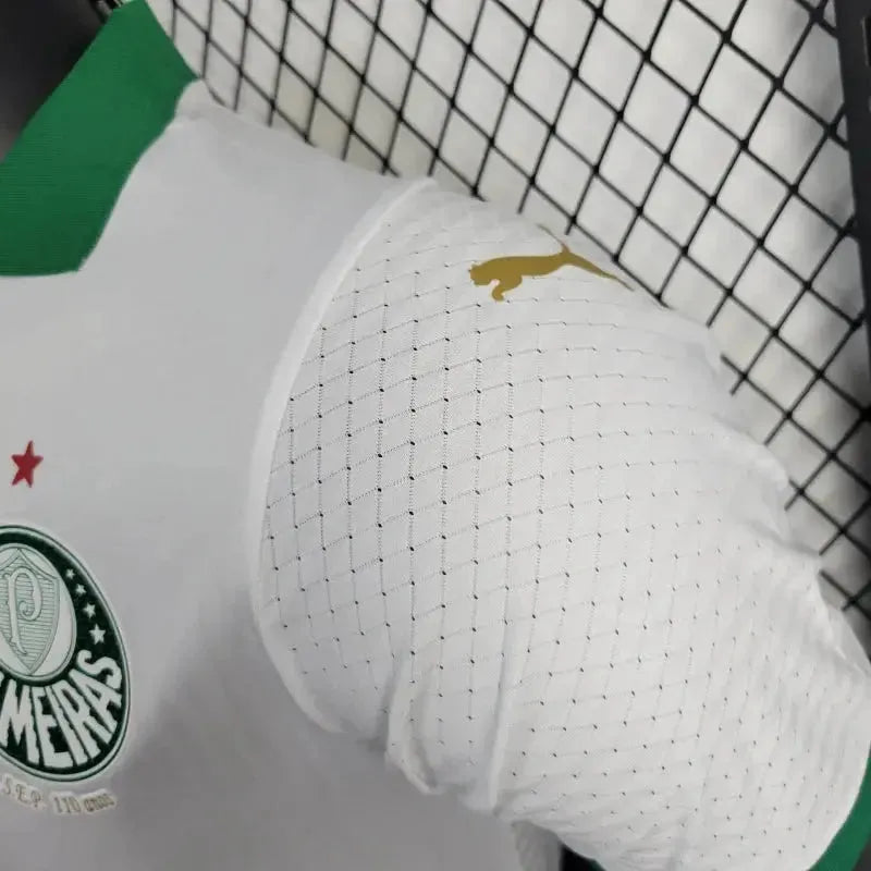 Palmeiras Away 24/25 Shirt - Men's Player White and Gold + Brasileirão and Avanti Patch + Sponsorships