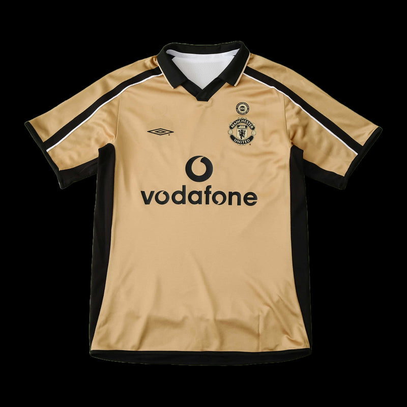 Manchester United Retro 100th Anniversary Edition Shirt 01/02 - Men's Fan Shirt White, Black and Gold - Double Sided