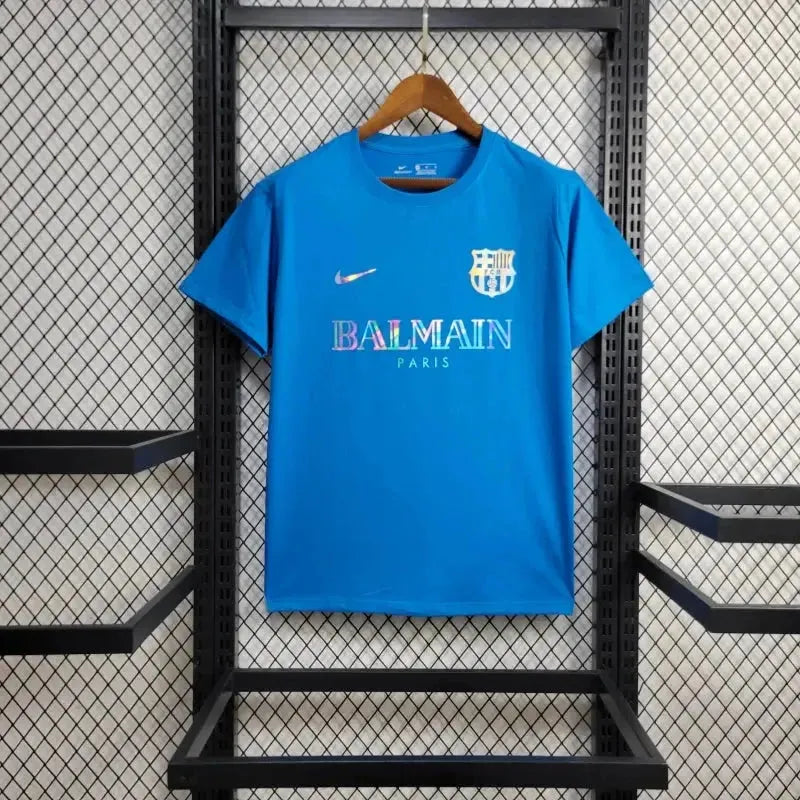 BALMAIN Barcelona Fan Shirt - Men's Reflective Blue