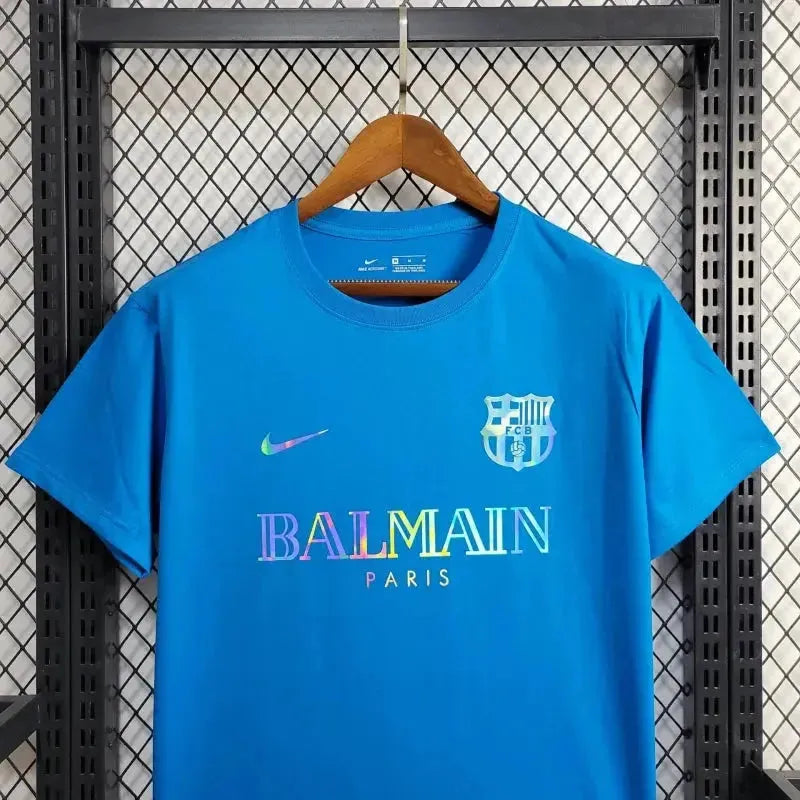 BALMAIN Barcelona Fan Shirt - Men's Reflective Blue