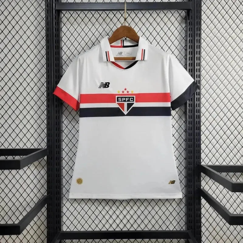 São Paulo Home 24/25 Shirt - Women's New Balance White Fan Shirt + Brazilian Cup Patch
