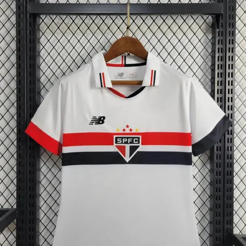 São Paulo Home 24/25 Shirt - Women's New Balance White Fan Shirt + Brazilian Cup Patch