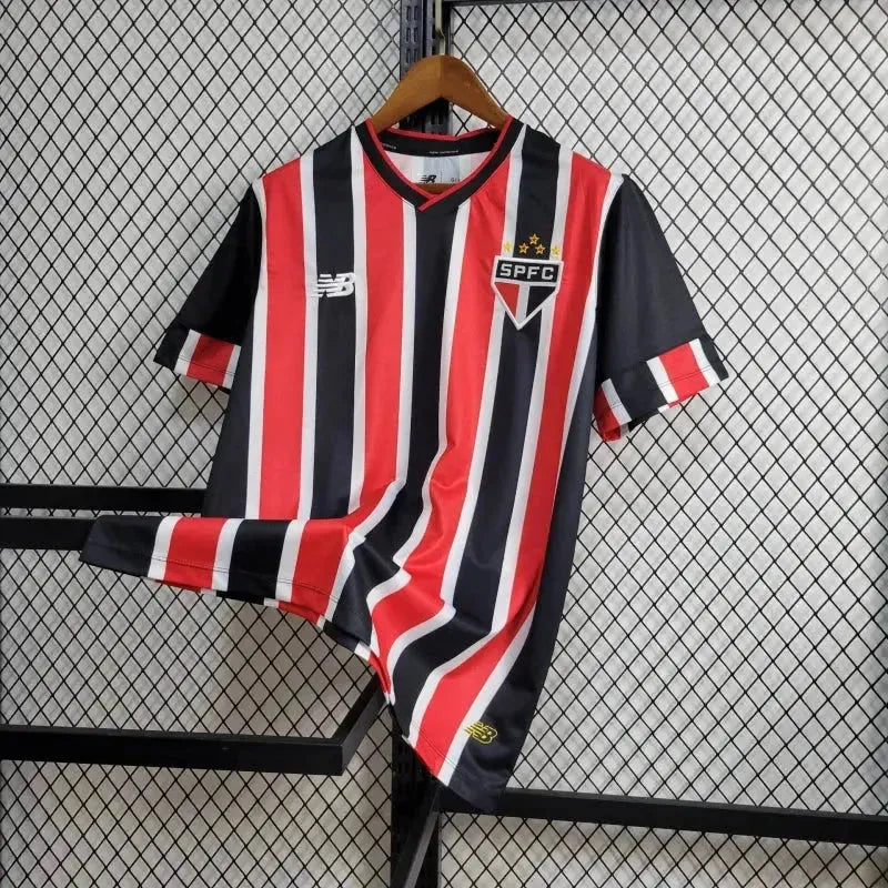 São Paulo Away 24/25 Shirt - Men's New Balance Fan Black and Red + Copa do Brasil Patch + Sponsorships