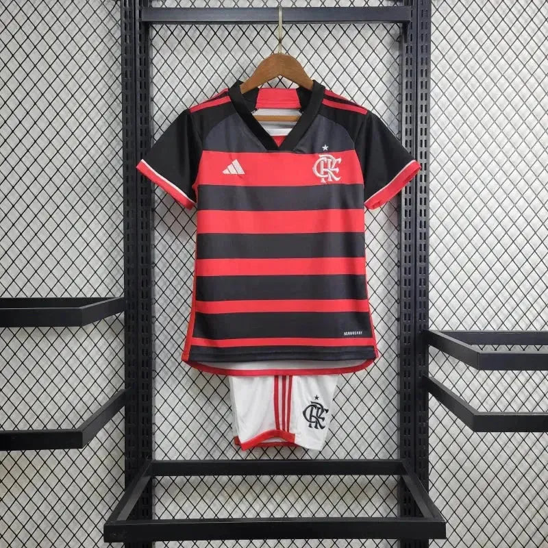 Flamengo Home 24/25 Shirt - Kids Fan Red and Black