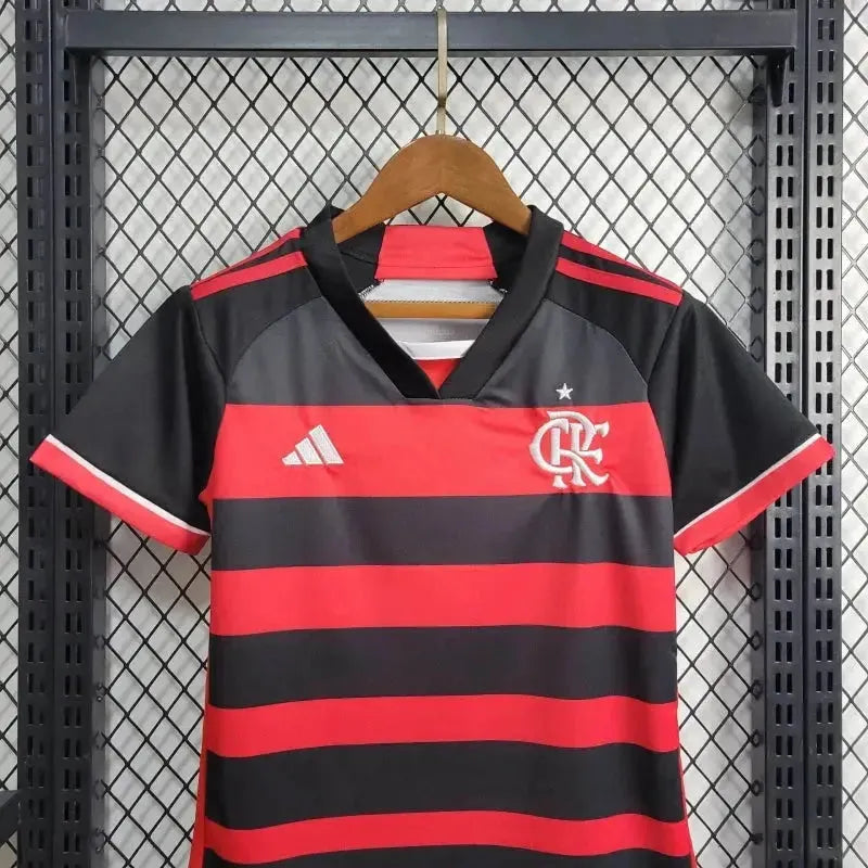 Flamengo Home 24/25 Shirt - Kids Fan Red and Black