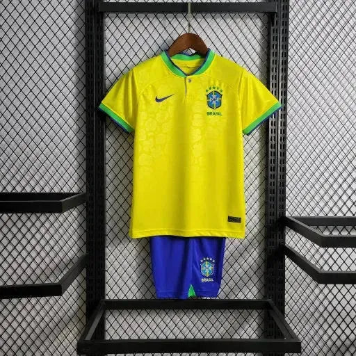 Brazil Home Shirt 22/23 - Yellow Kids Fan Shirt
