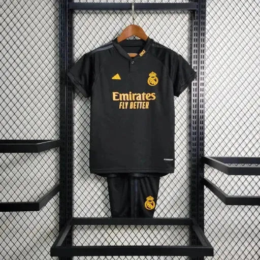 Real Madrid Away II Shirt 23/24 - Kids Fan Black and Yellow