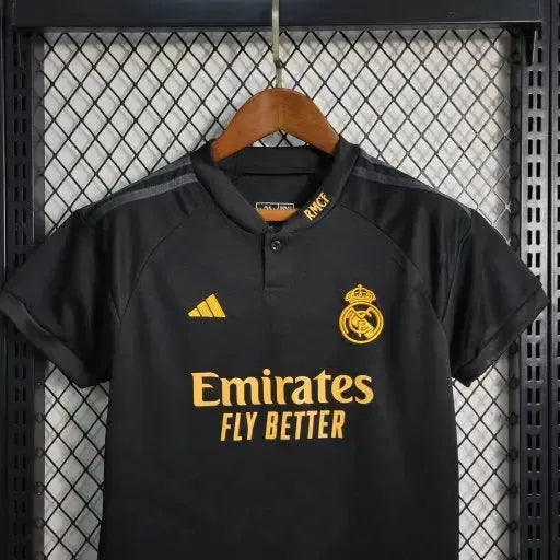 Real Madrid Away II Shirt 23/24 - Kids Fan Black and Yellow