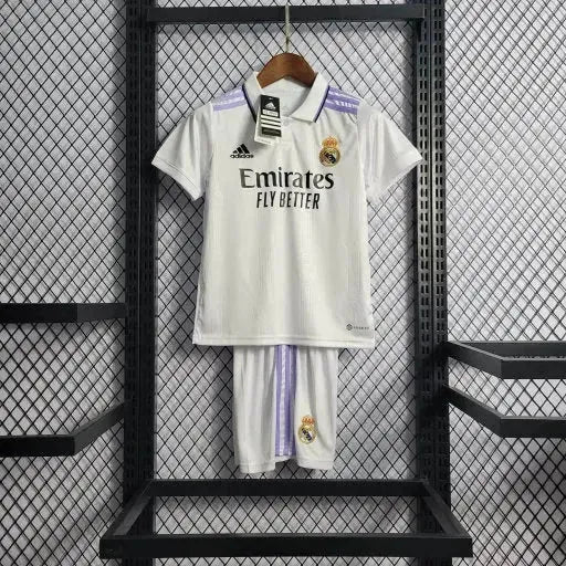 Real Madrid Home Shirt 22/23 - Kids Fan Shirt White and Purple