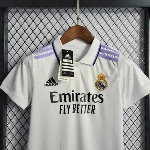 Real Madrid Home Shirt 22/23 - Kids Fan Shirt White and Purple