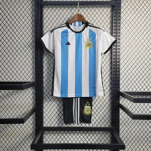 Argentina Home III Shirt 22/23 - Blue and White Kids Fan Shirt