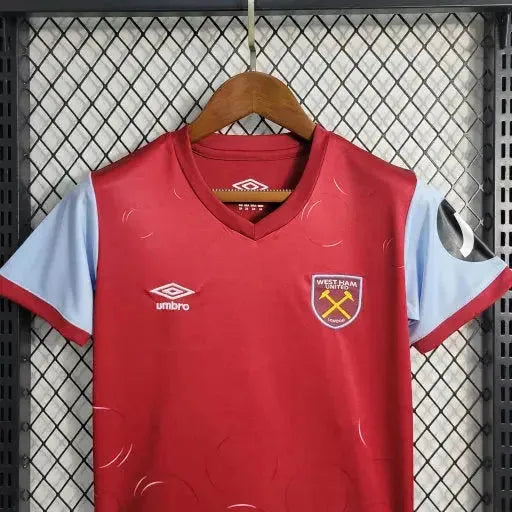 West Ham Home Shirt 23/24 - Kids Fan Shirt Red