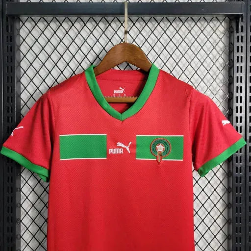 Morocco Home Shirt 22/23 - Kids Fan Shirt Red Green