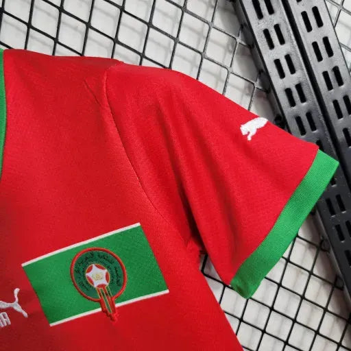 Morocco Home Shirt 22/23 - Kids Fan Shirt Red Green