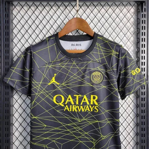 PSG Away V 23/24 Shirt - Black and Yellow Kids Fan Shirt