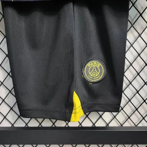 PSG Away V 23/24 Shirt - Black and Yellow Kids Fan Shirt