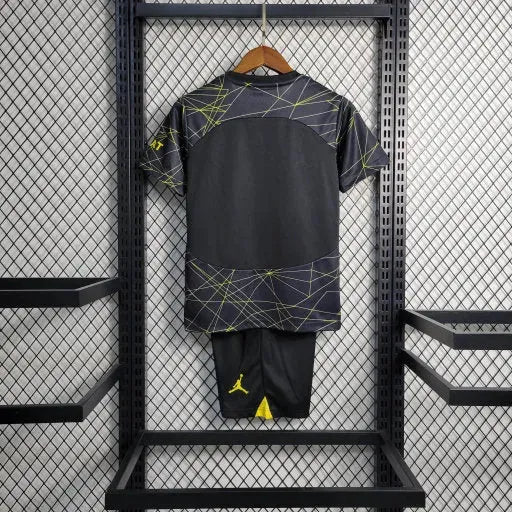 PSG Away V 23/24 Shirt - Black and Yellow Kids Fan Shirt