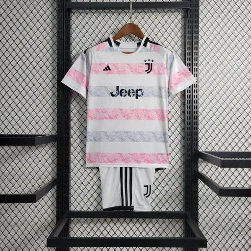 Juventus Away Shirt 23/24 - Kids Fan Shirt White and Pink