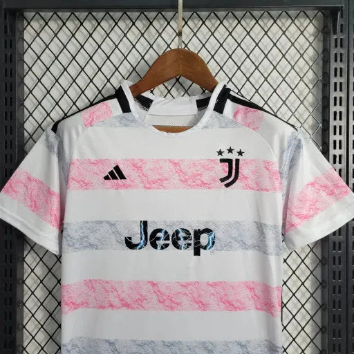 Juventus Away Shirt 23/24 - Kids Fan Shirt White and Pink