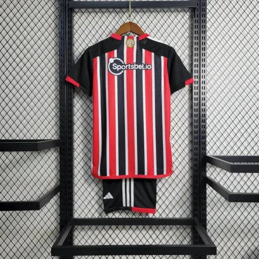 São Paulo Away Shirt 23/24 - Children's Fan Black and Red