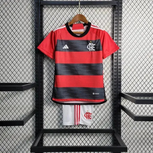Flamengo Home Shirt 23/24 - Kids Fan Red and Black