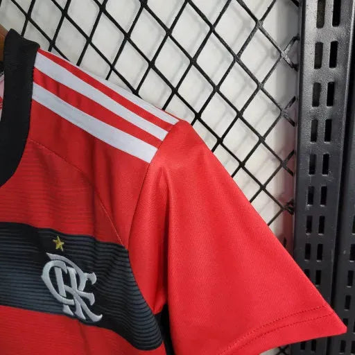 Flamengo Home Shirt 23/24 - Kids Fan Red and Black
