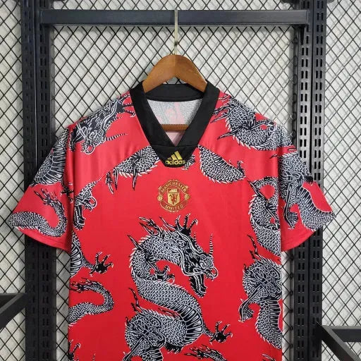 Manchester United Dragon China Retro 19/20 Shirt - Men's Fan Red and Gray