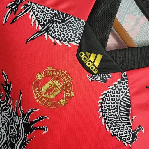 Manchester United Dragon China Retro 19/20 Shirt - Men's Fan Red and Gray