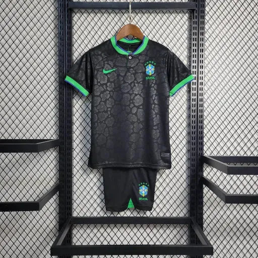 Brazil Leopard 22/23 Shirt - Black and Green Kids Fan Shirt